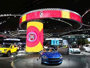 car show of flexible LED video wall