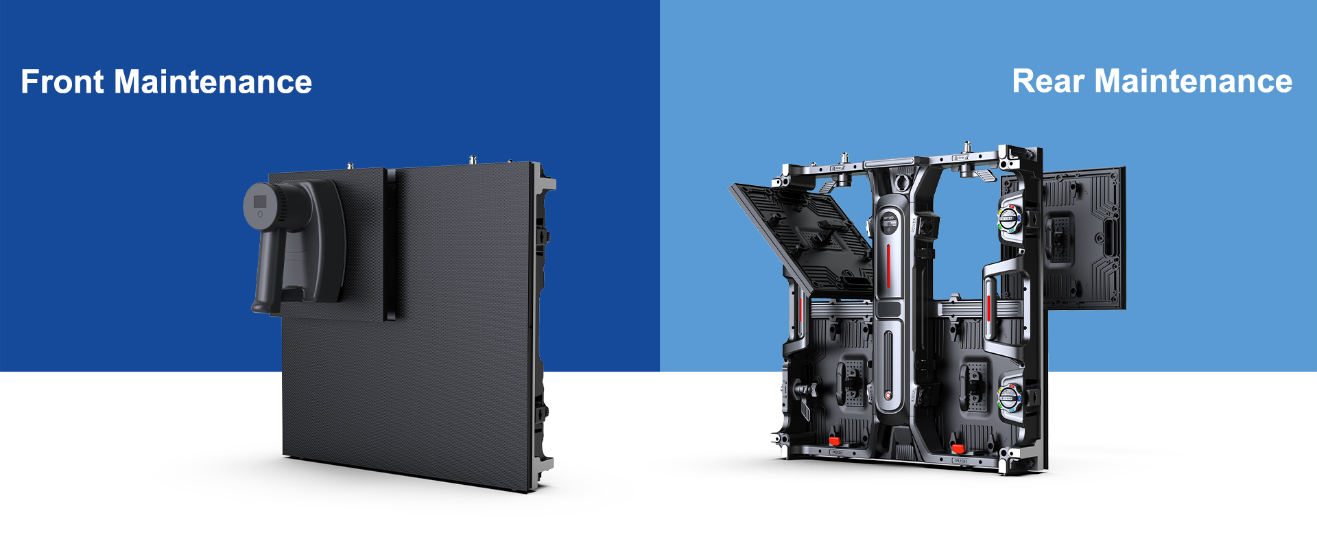front and rear mainteinance LED screen