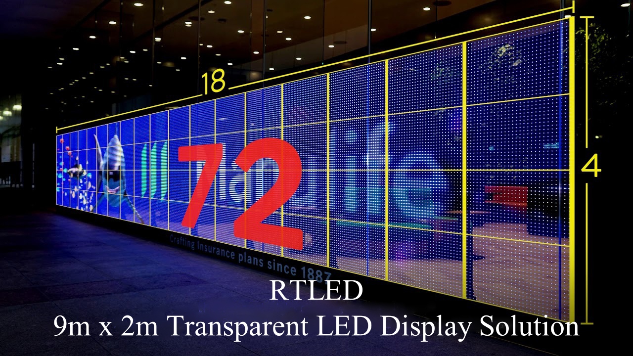 9mx2m transparent led screen